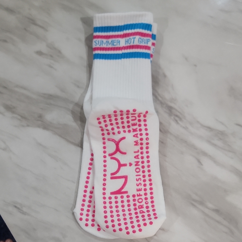 NYX White and Pink Athletic Socks